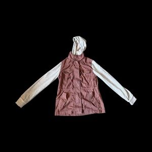 Mudd Pink and White Jean Jacket with Hood